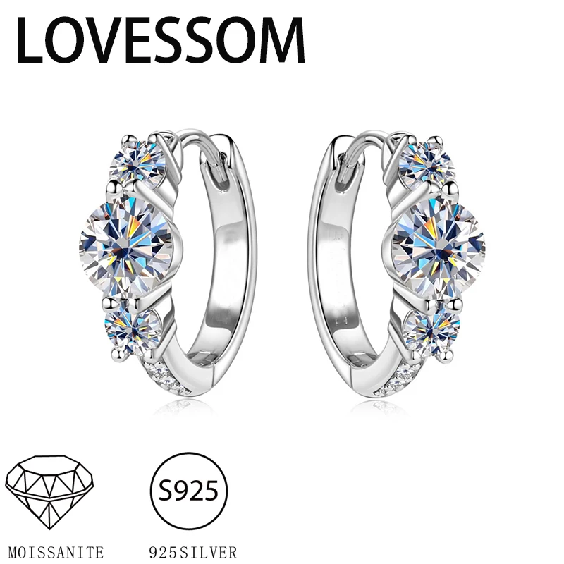 

925 sterling silver moissanite fashion earrings, elegant and retro, simple and generous, suitable for daily and holiday wear