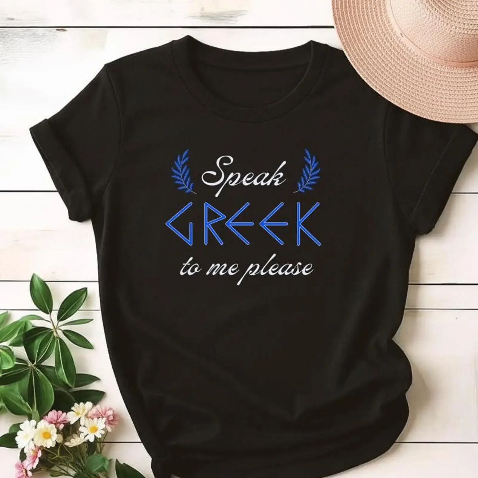Speak Greek to Me Please T Shirt Language Funny vintage Washed Soft designer clothes homme fashion Stylish Versatile
