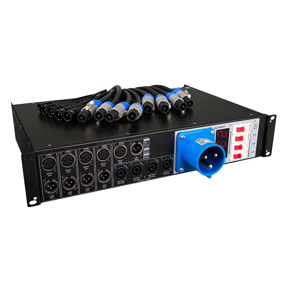 LAS4+1stage lighting sound equipment power distro 2U rack power distribution unit