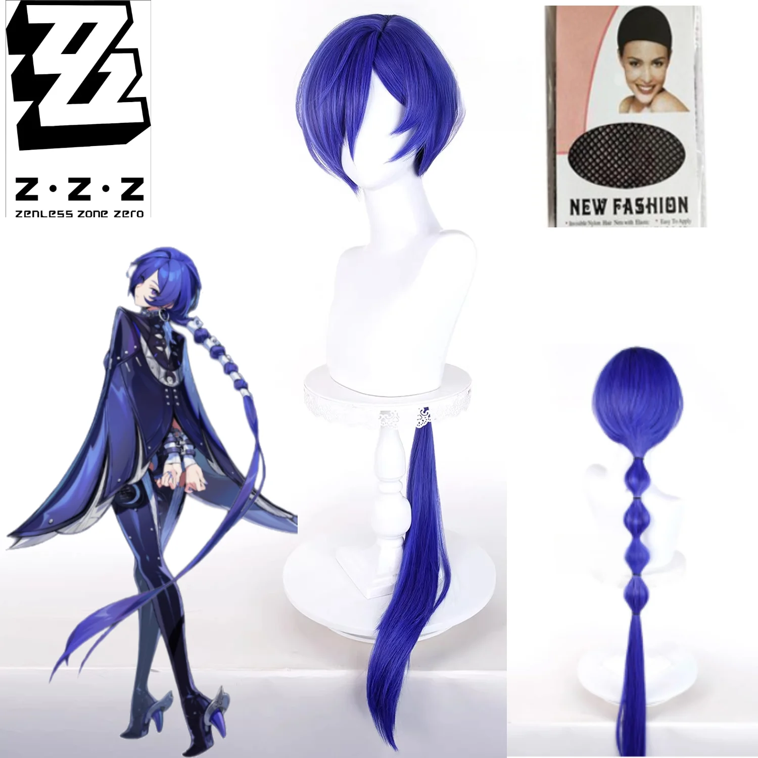 

Zenless Zone Zero Prometheus Cosplay Wig Chinese Style Blue-Purple Long Hair High-Temperature Resistant Scalp Top