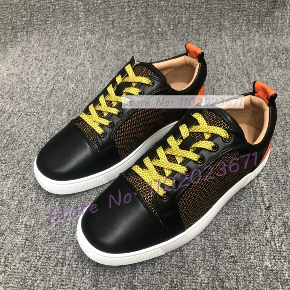 Coole strukturierte Leder Herren Wohnungen Freizeit schuhe Luxus Schnür Streetwear Low Trainer Mode gemischte Farben runde Zehen Turnschuhe