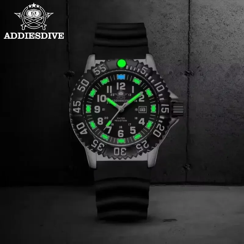 ADDIESDIVE Relojes de cuarzo luminosos tubulares para hombre Relojes con caja de aleación con esfera negra de acero inoxidable Relojes de pulsera de