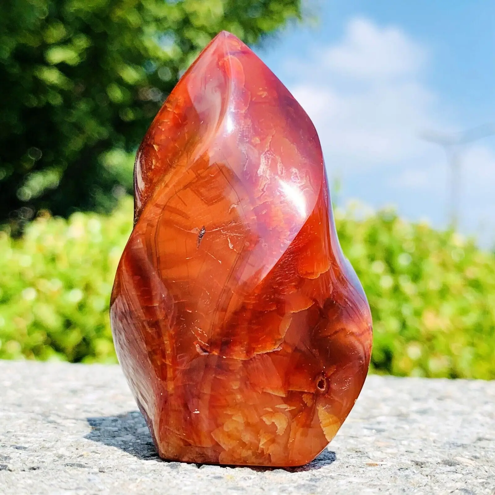 Natural Red Agate Flame Spiral Quartz Crystal Mineral Specimen Reiki HealingHome Office Decoration Gift