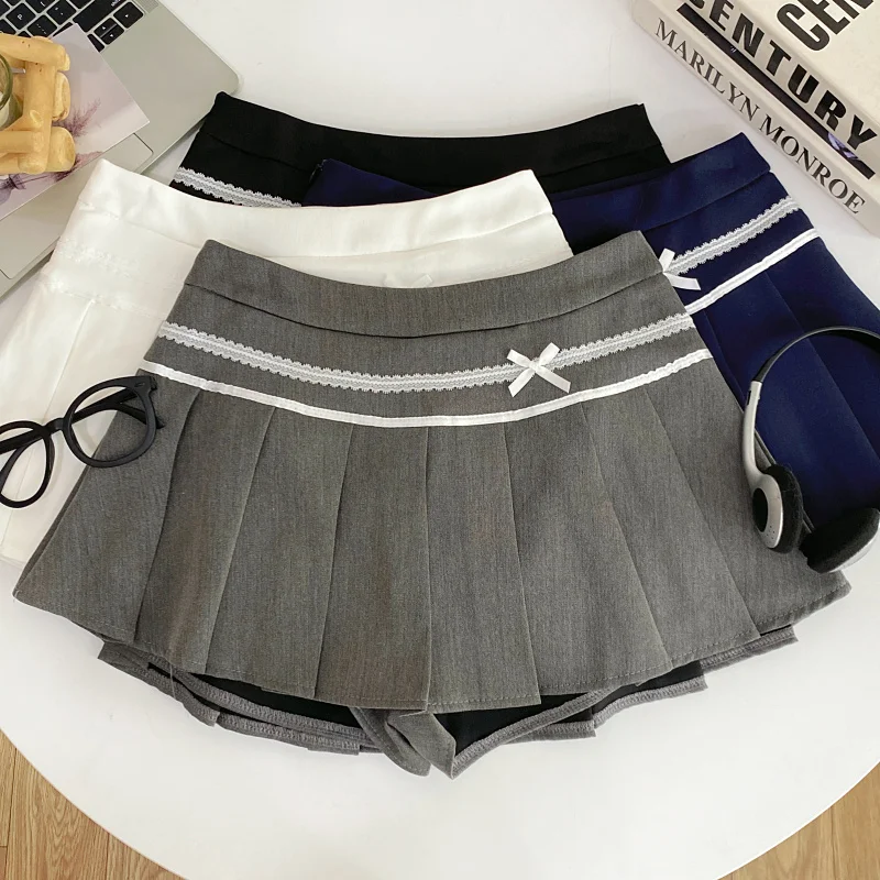 

Ретро-юбка с завышенной талией, утягивающая, с кружевными вставками и узлом, женская, весна-лето, не просвечивающая, средней длины