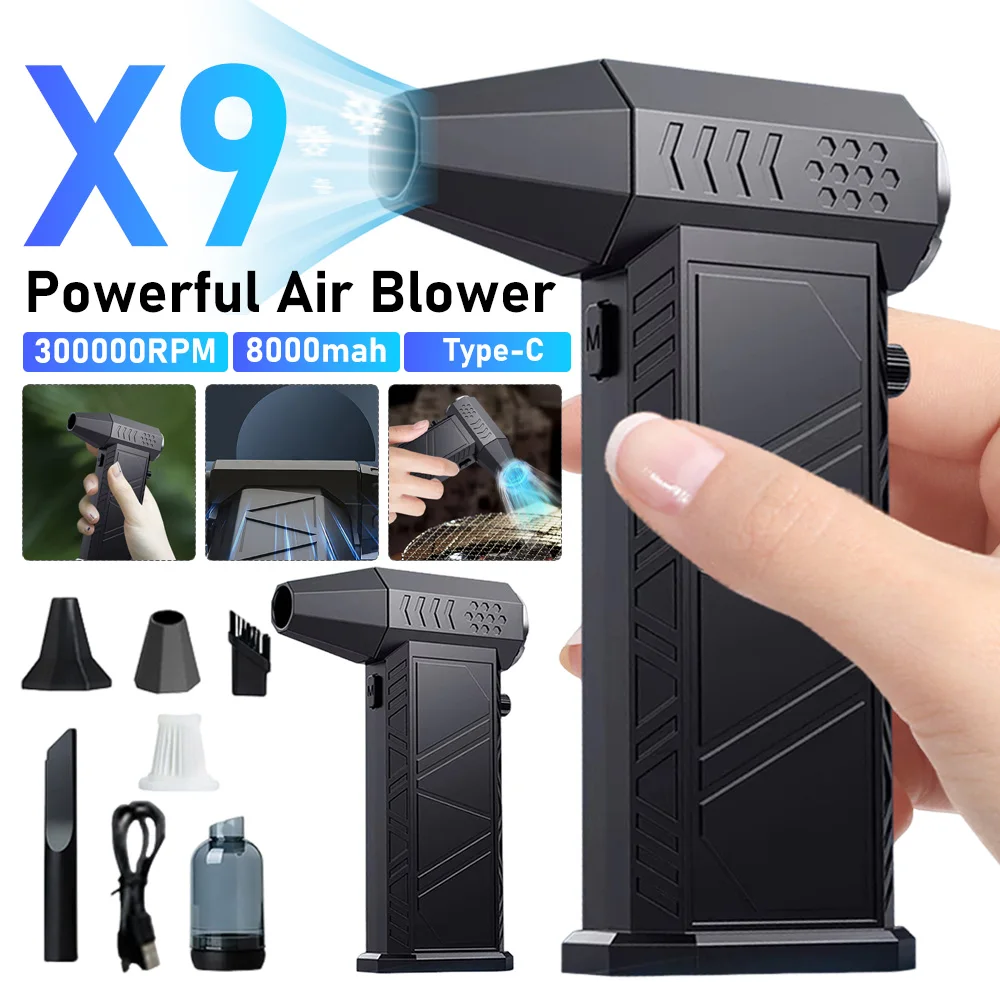 

X9Pro 300000RPM Violent Fan Powerful Air Blower Vacuum Dust Cleaner TypeC Charging Strong Wind Brushless Turbo Jet Blower Dryer