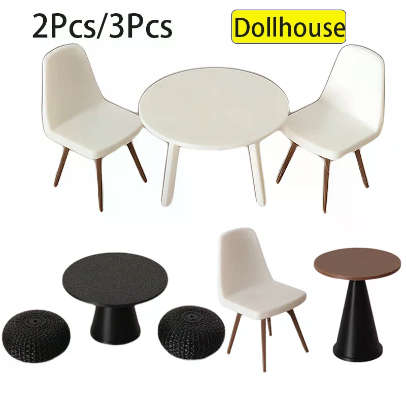 1/12 Dollhouse Simulation Table Chair Set Dollhouse Living Furniture Decoration Accessories Micro Scene Construction Props