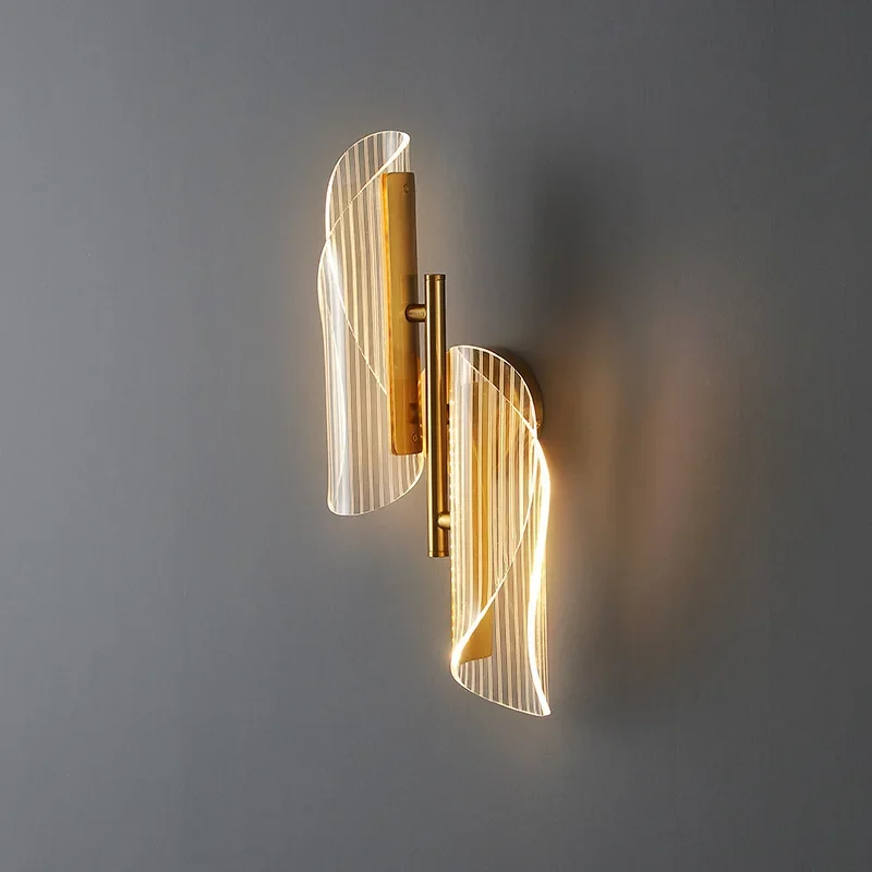 

Nordic Gold Acrylic LED Wall lamp bedroom bedside aisle living room Nordic study wall sconce lights Bedside LED wall lamp