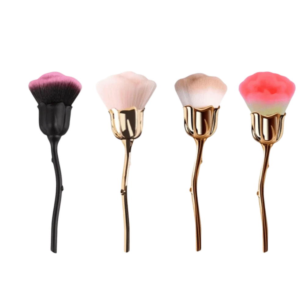 

Gold Rose Shape Flower Nail Brush Soft Brush Powder Cleaning Nail Art Brushes Powder Brush Blush Brush Nail Cleaning Tools