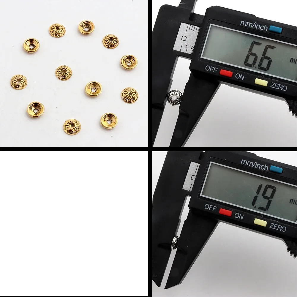 50pcs Three Colors Semicircular Pattern with Holes Metal Spacer Bead Caps for Specially Making Necklace Bracelet DIY Accessories