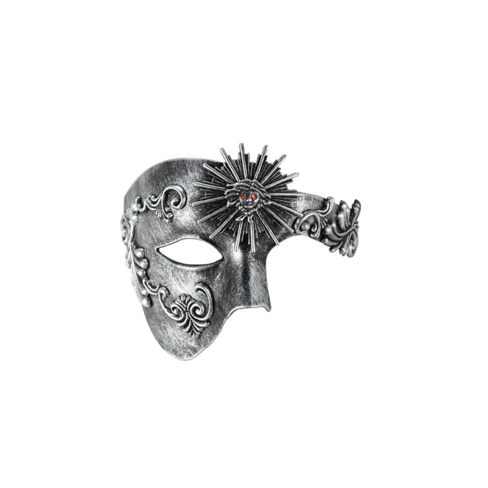 

Vintage Roman Sun God Mask Metal Texture Steampunk Venice Half-Face Masquerade Mask Reusable Plastic Halloween Face Cover