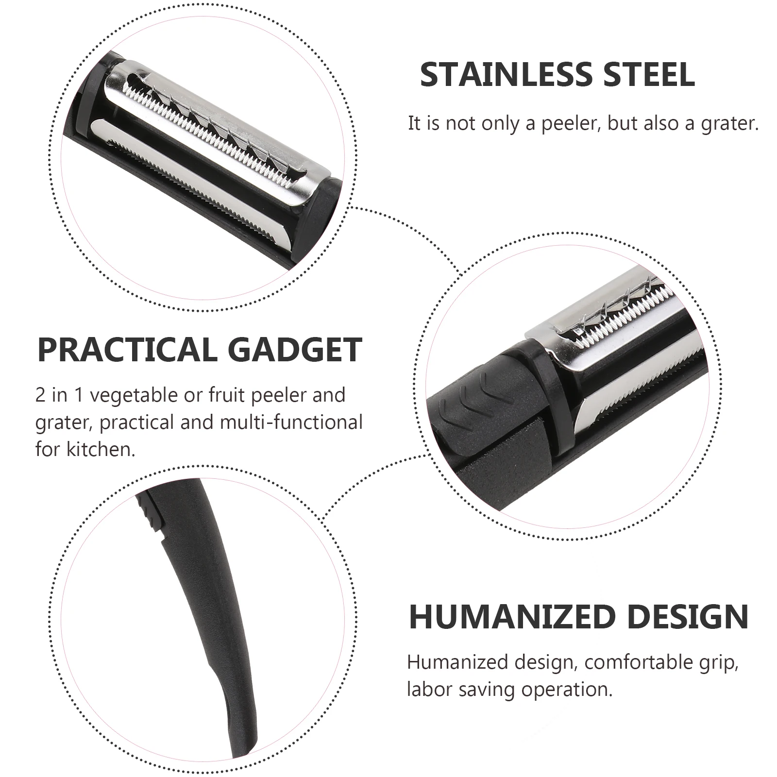 

2 Pcs Vegetable Fruit Peeler Grater Kitchen Tool Potato Cucumber Apple Stainless Steel PP Practical Multi Function