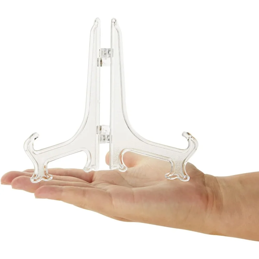 حامل حامل أكريليك شفاف صغير مكون من 24 قطعة - شاشة بلاستيكية شفافة مقاس 5.3 بوصة - حامل لافتة حامل صغير وحامل لوحة صور للتحية