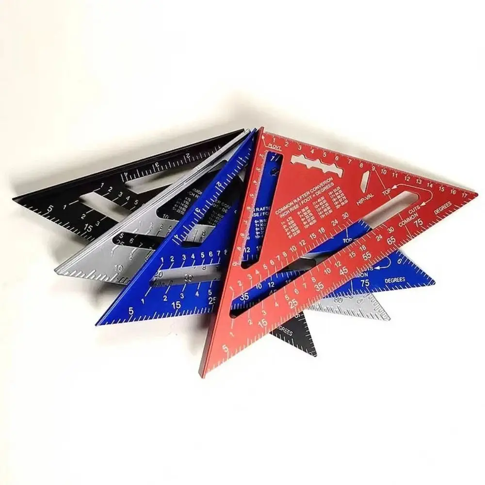 7Inch Triangle Ruler Aluminium Alloy Inch Metric Angle Ruler Protractor Square Measurement Carpenter Woodworking Tool Parts