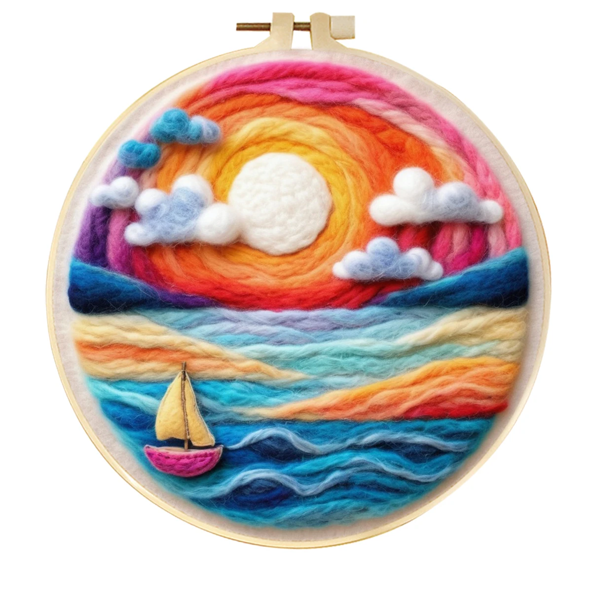 RUOPOTY Felt Painting Kit for Beginners Sunset DIY Wool Needle Felting Starter Kit Landscape Needle