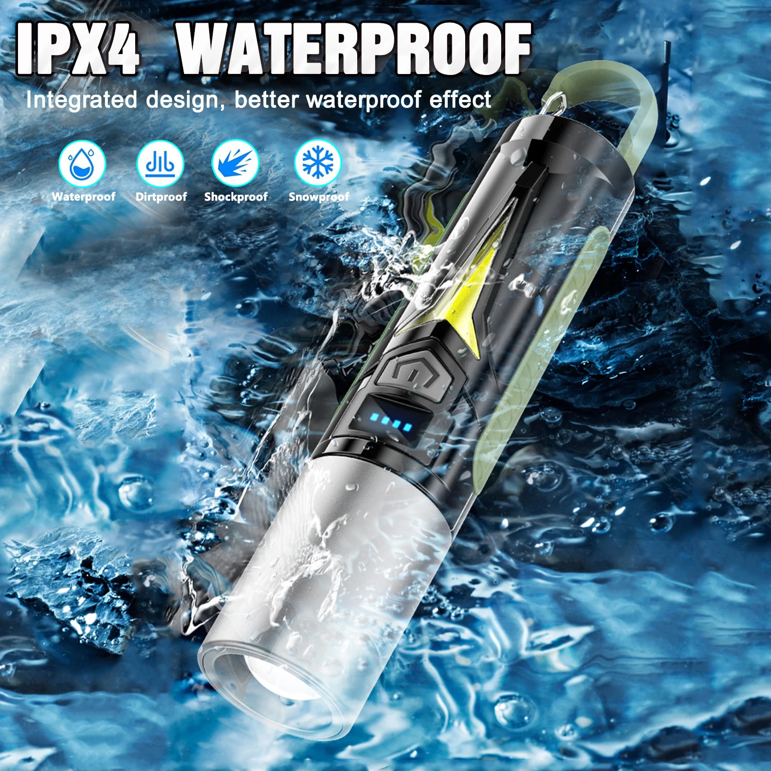 Portable Multifunction LED Flashlight Camping Lighting Lantern Side Light Long Battery Life Outdoor Fishing Waterproof Handlamp