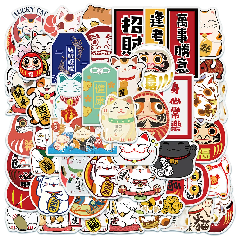 10/30/50 Stück Japanische Maneki Neko Graffiti-Aufkleber Kawaii Glückskatzen-Sticker DIY Gepäck Koffer Tagebuch Belohnung Niedliche Cartoon-Aufkleber