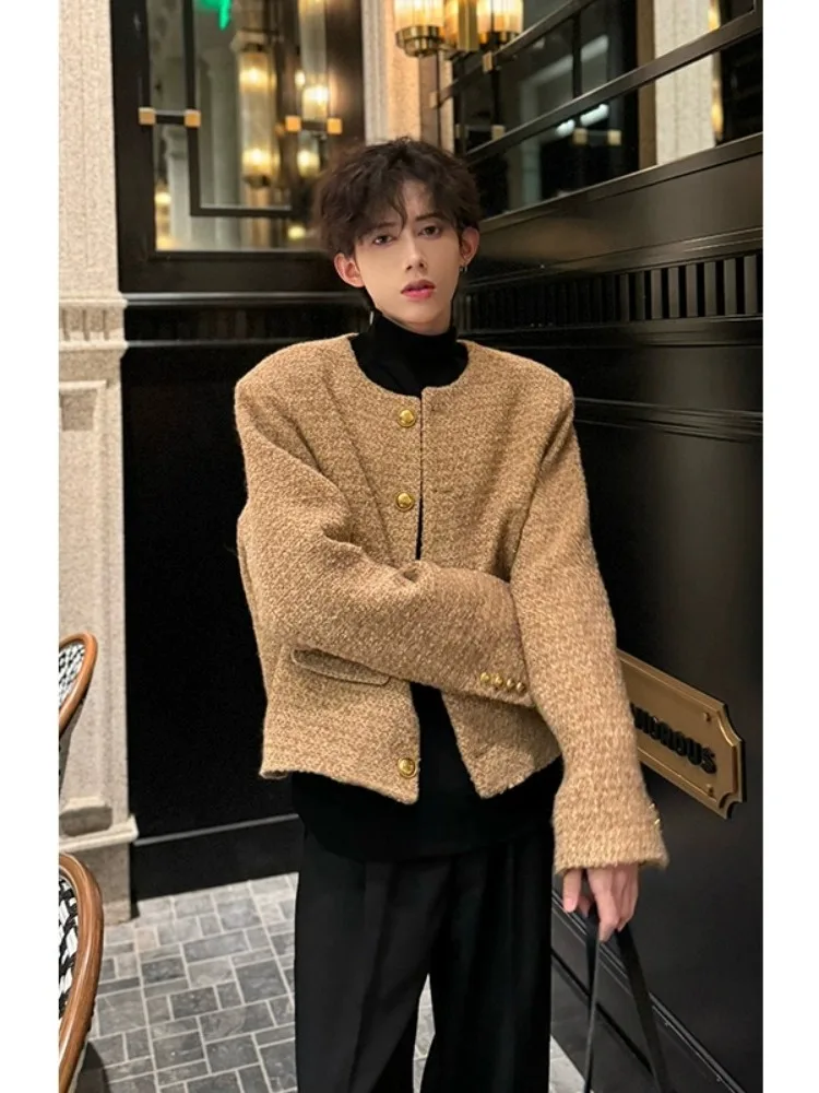 

High-End Oversize Woolen Jaet oulder Padded Thiened Spring Autumn Luxury Men's Faion ort Sle Youth Trend