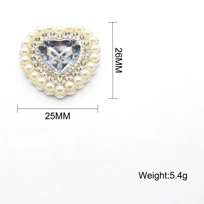 5 pz 25*26MM perla diamante cuore accessori in lega fai da te abito da sposa accessori per capelli invito gioielli accessori decorativi