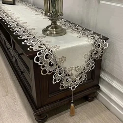 Lace Embroidered Table Runner Fabric Dining Table and Coffee Table TV Cabinet Shoe Cabinet Dust-Proof Towel Cloth