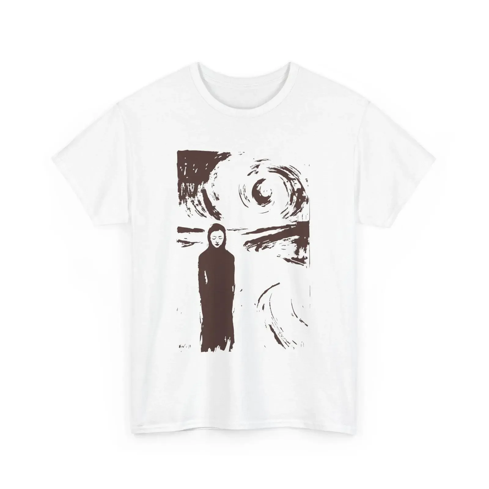 Bactherion inspired by Munch T Shirt Swirled Dark Arts Aesthetics vintage Washed Comfortable Stretched graphic homme Casual