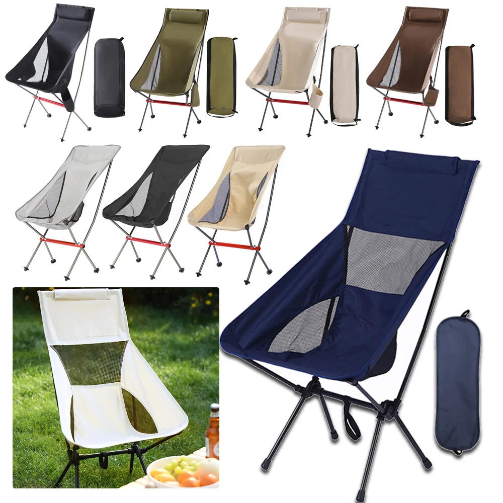 Portable Camping Chair Folding Outdoor Moon Chair For Hiking Picnic Fishing Chairs Collapsible Foot Stool Chair Seat Tools