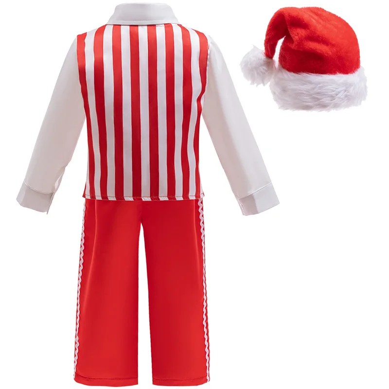 2025 New Children\'s Christmas Costumes Children\'s Striped Gentleman Suit Carnival Christmas Stage Costumes Baby New Year Clothes