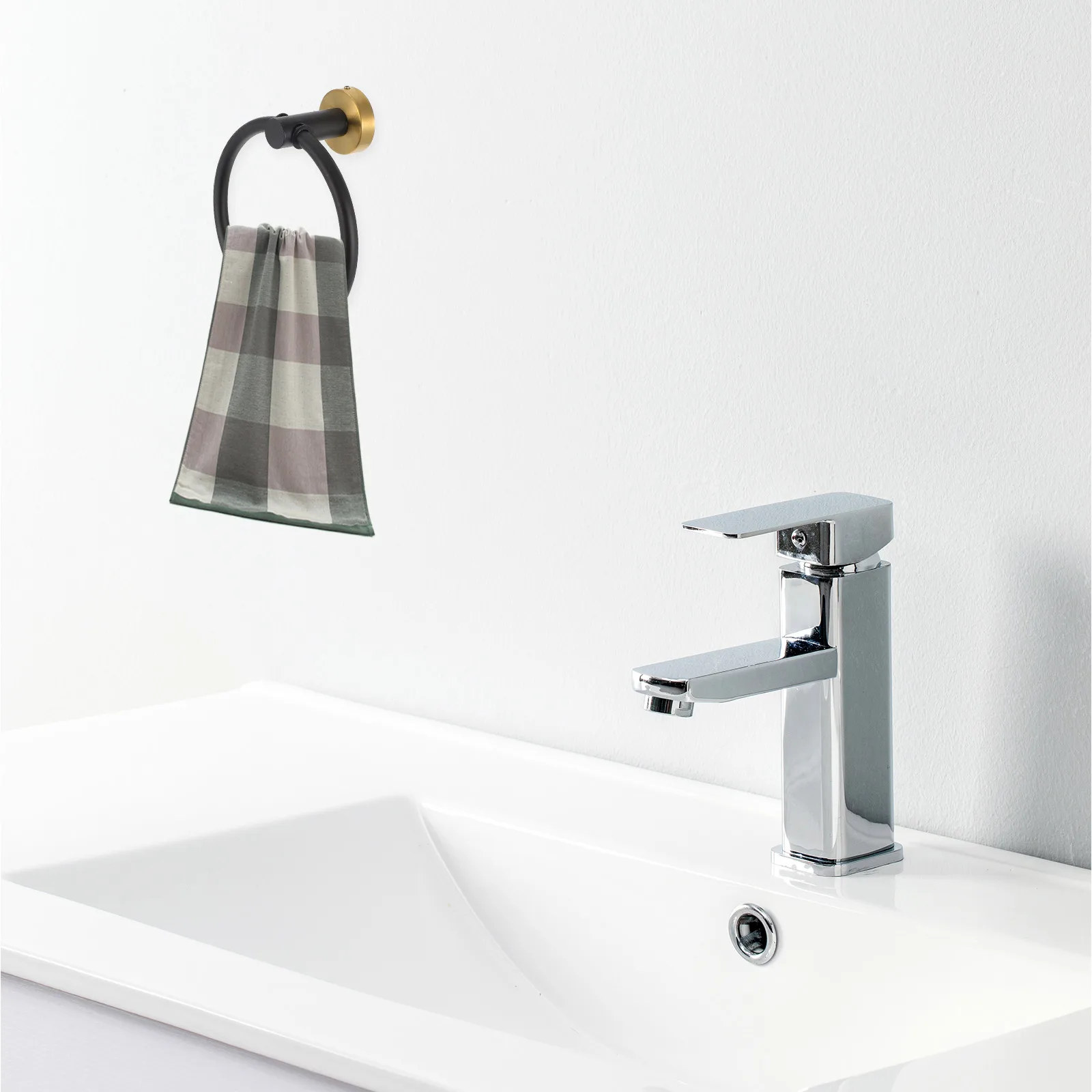 

Stainless Steel Towel Ring 304 Black Kitchen Bathroom Wall Hanger Smooth Edge Durable Practical Easy Install Tiles Glass
