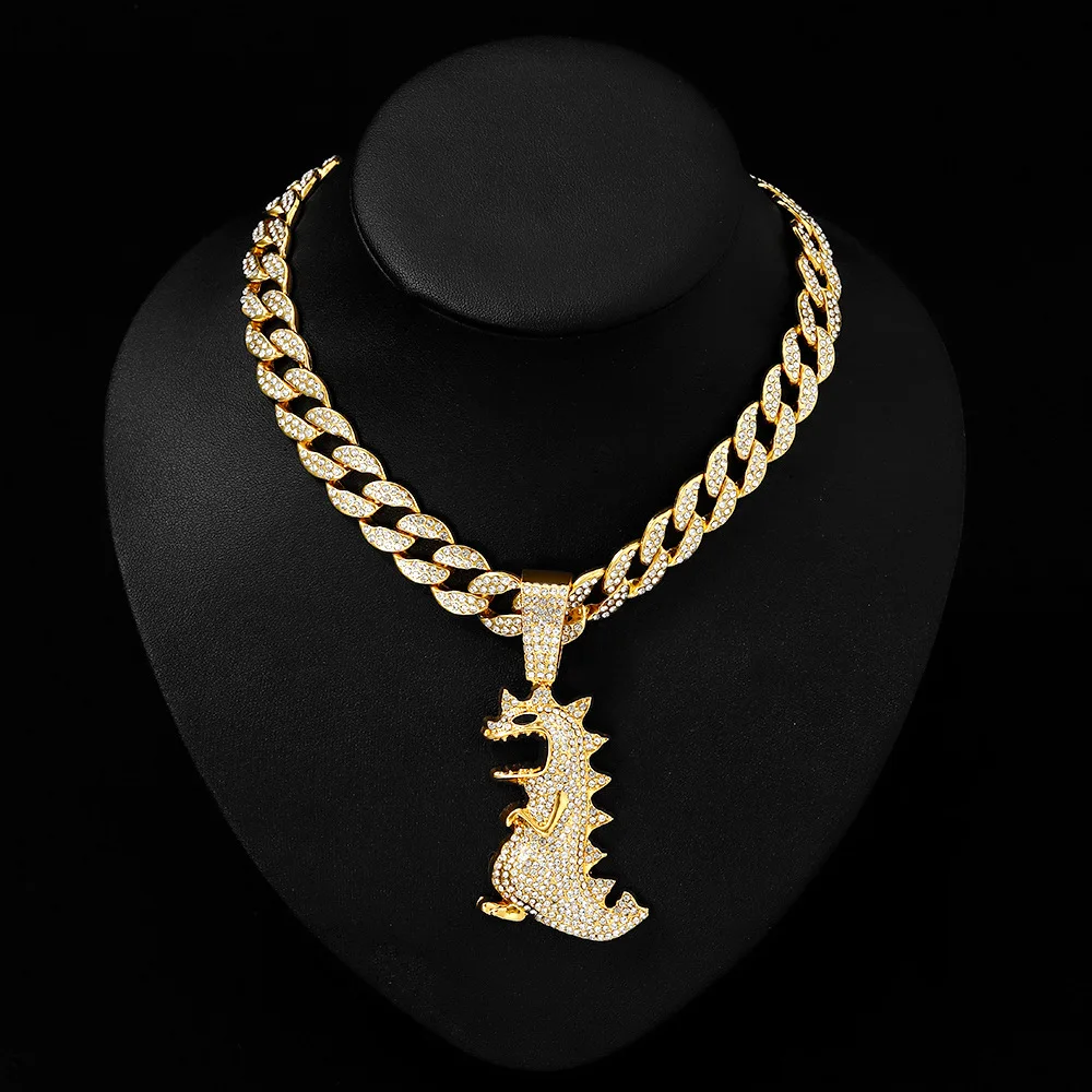 DIY accessories European and American hip-hop alloy dinosaur pendant popular personalized men's Tyrannosaurus rex pendant Cuban