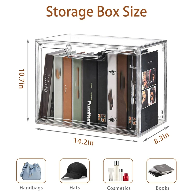 1 Pack Clear Storage Bins With Lids,Stackable Acrylic Display Case For Handbags, Cosmetic, Multifunctional Storage Boxes