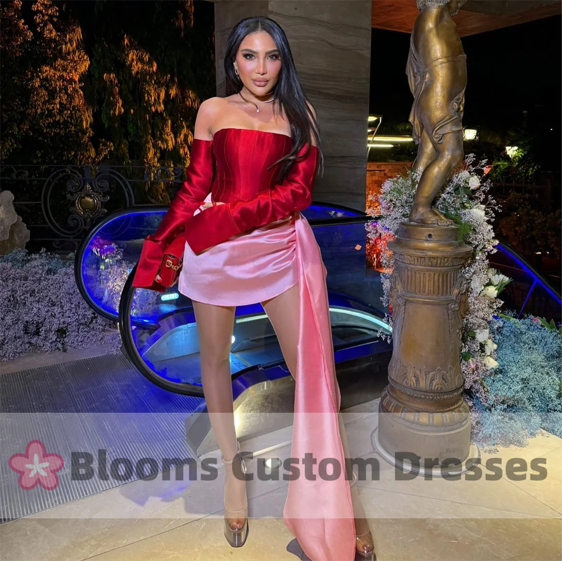 CustomizedRed Pink Satin Mini Party Dresses Modest Short Cocktail Dress Club Night Special Event Vestido De Graduacion elegantes