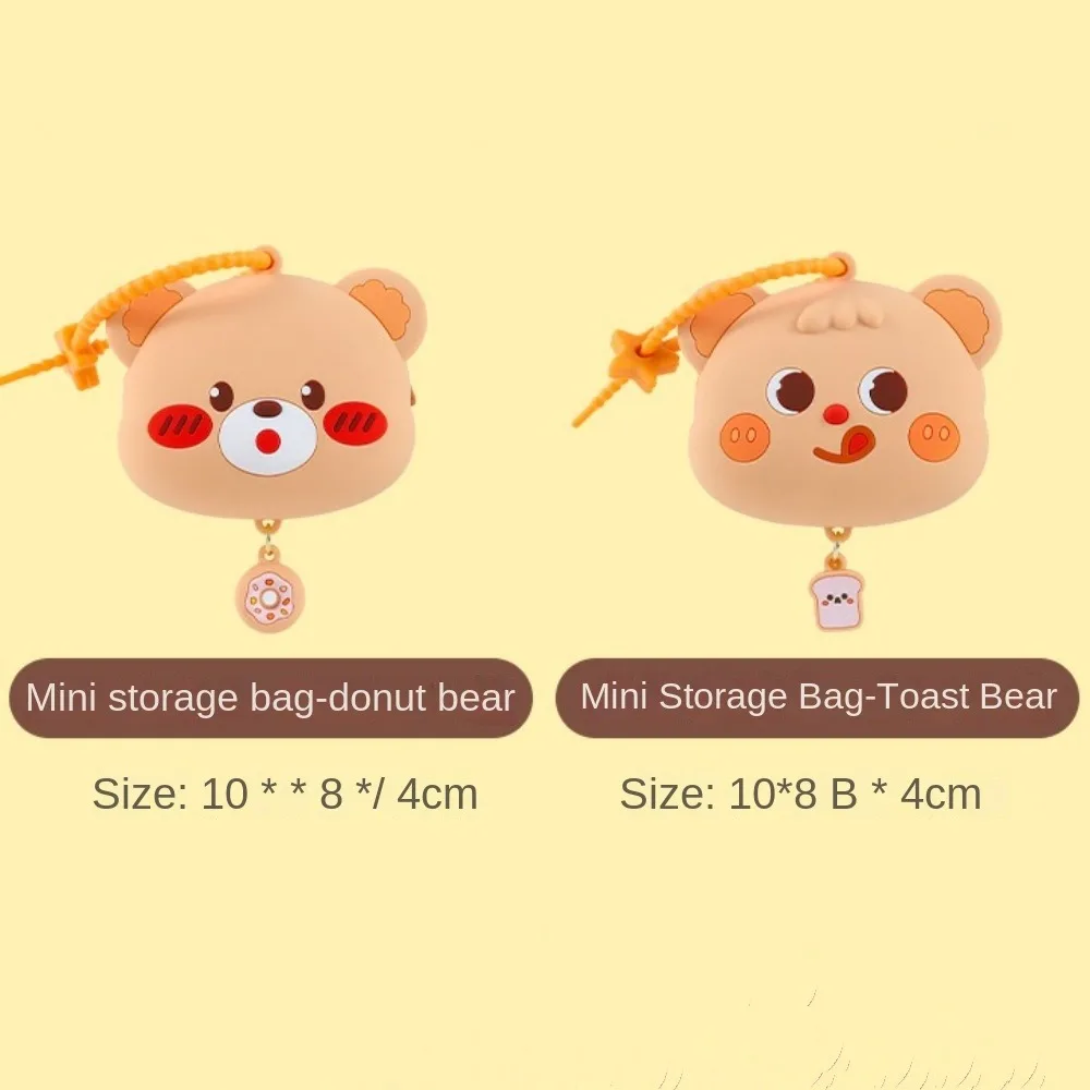 لطيف 3D سيليكون عملة المحفظة لينة قلادة سماعة حقيبة التخزين تخزين الكرتون الدب محفظة نسائية للعملات المعدنية الفتيات