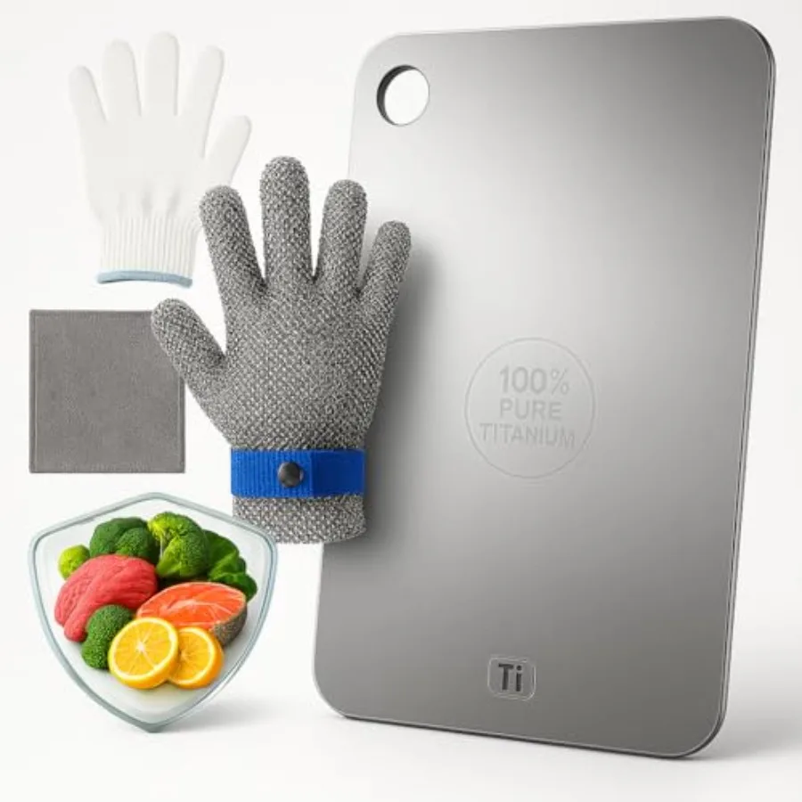 

Titanium Cutting Board for Kitchen 100 Pure Titanium Double-Sided Reversible Non-Porous Dishwasher Safe Odor Resistant Includes