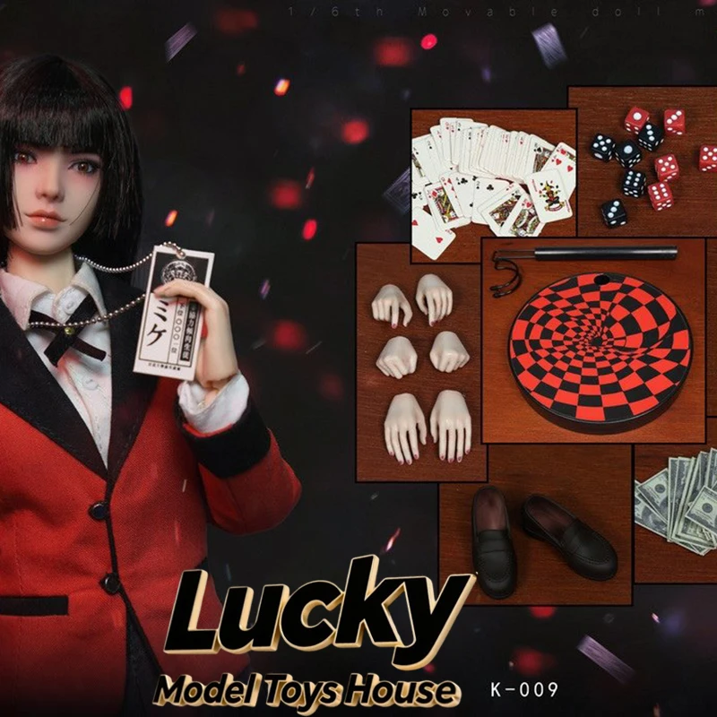 

1/6 Abyssal Betting Girl Belle Yumeko Black Straight Hair Female Action Figure Collection JKTOYS K-009 12inch Soldier Model