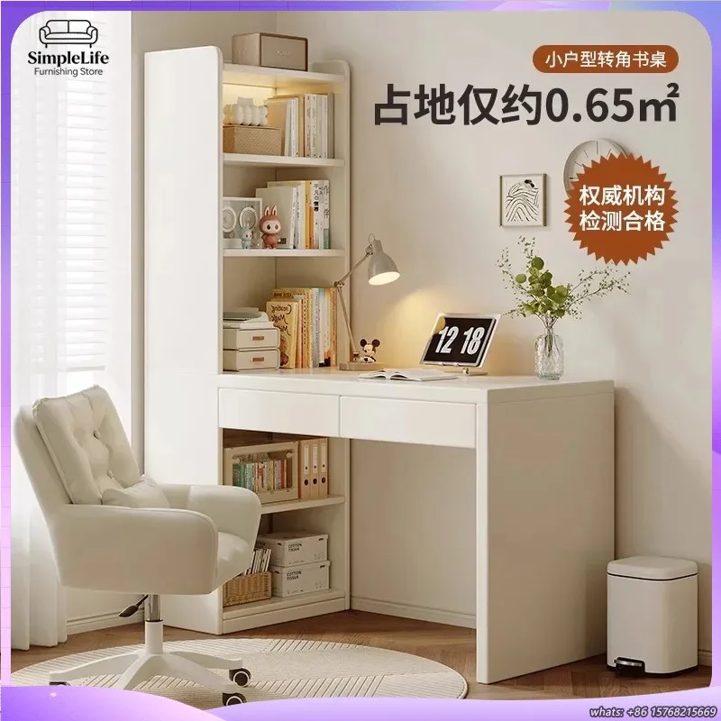 

Современный угловой компьютерный стол с книжной полкой и местом для хранения для домашнего офиса, кабинета, спальни, рабочей станции, письменный стол из массива дерева