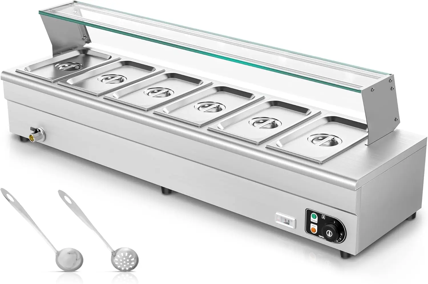 جهاز تسخين الطعام 110 فولت 1500 وات كهربائي من الفولاذ المقاوم للصدأ طاولة بخار باين جهاز تسخين الطعام مع مقالي ذات سعة كبيرة لتقديم الطعام والحفلات R