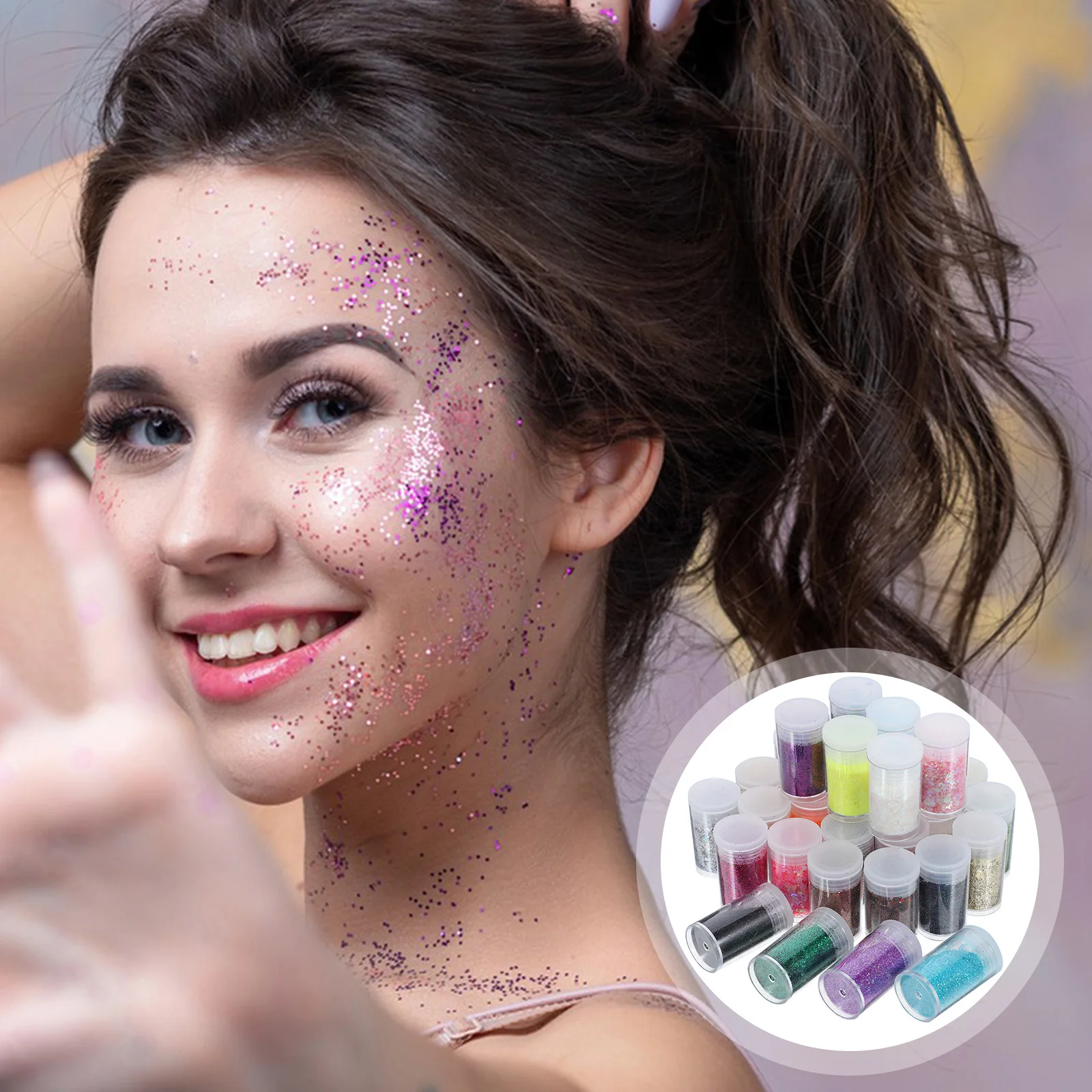 

DIY Manicure Glitters 32 Boxes Nail Art Sequins Shimmer Powder for Parties Festivals Easy to Operate Transparent Bottle