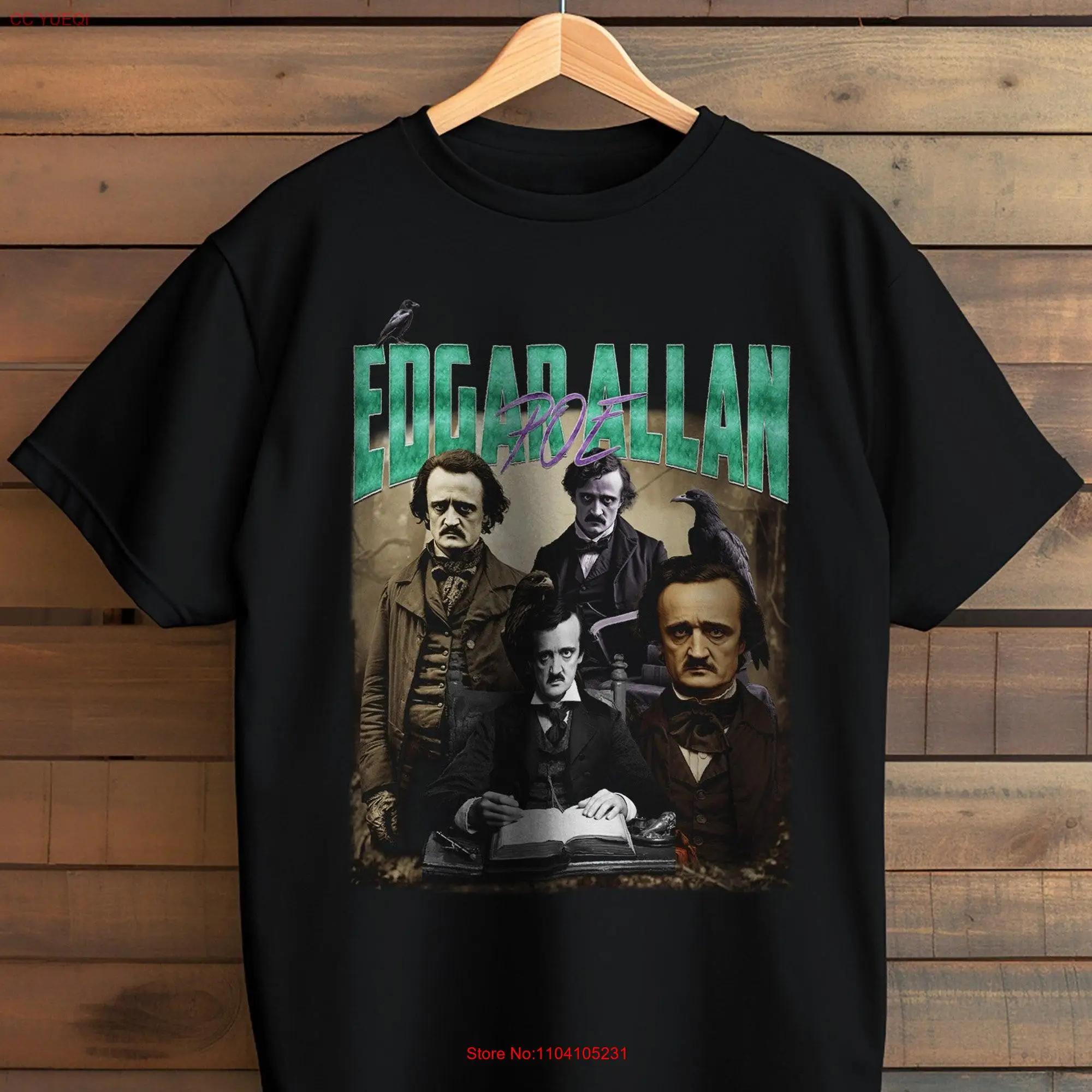 Edgar Allan Poe T-Shirt Vintage Allen Donkere Academia Retro Klassieke Literatuur Voor Boekliefhebber Literaire Lange Of Korte Mouwen