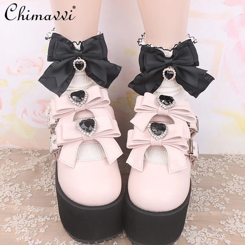 Sweet Girls Cute Lace Socks Women Japanese Style Pure Cotton Socks Summer New Bow White Stitching Rojita Lolita Y2k Socks