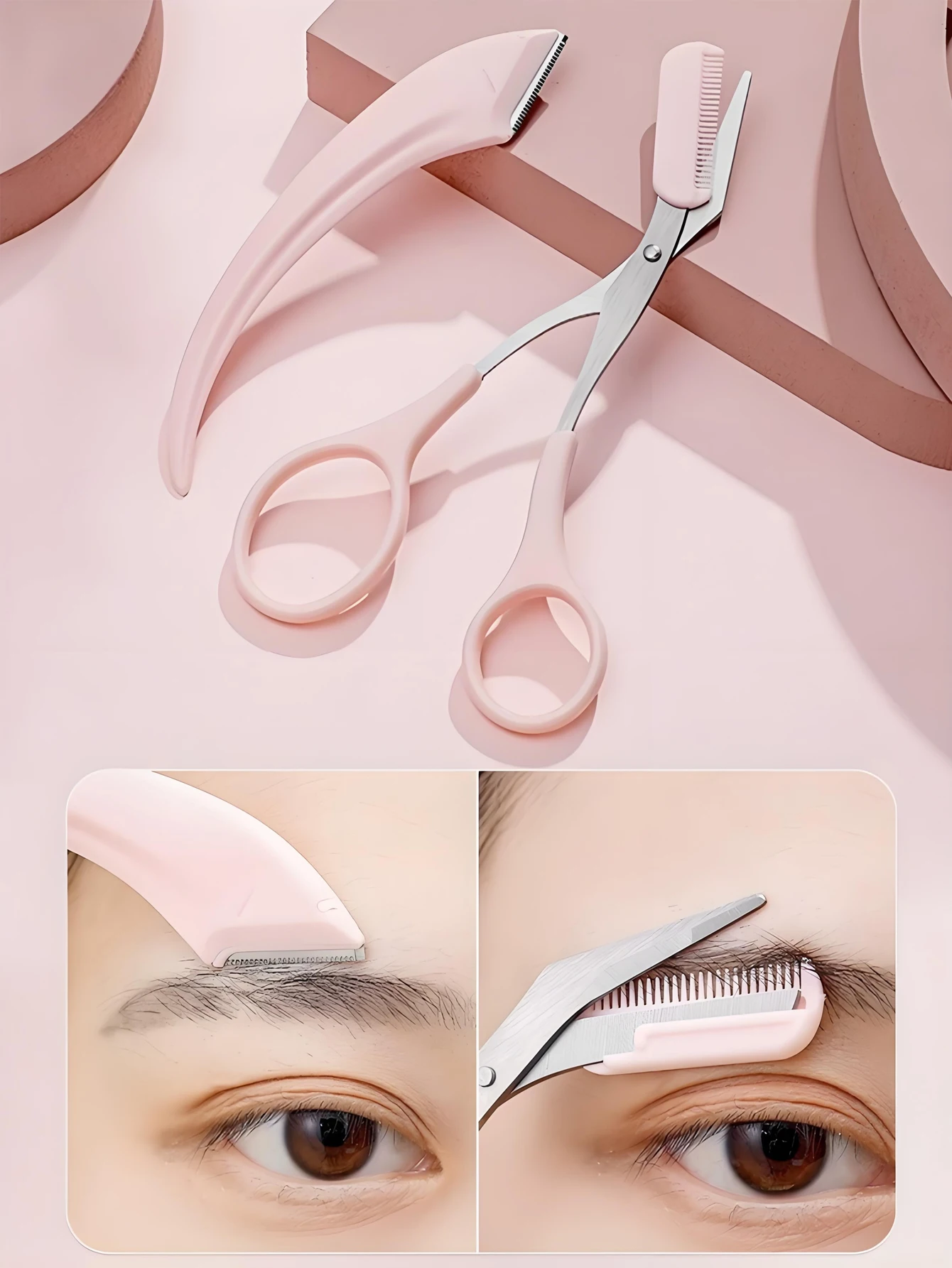 3PCS Wenkbrauw Scheermes Kit Veilig Shaper Schaar Set voor Beginners Professionele Wenkbrauw Grooming Gereedschap met Trimmer