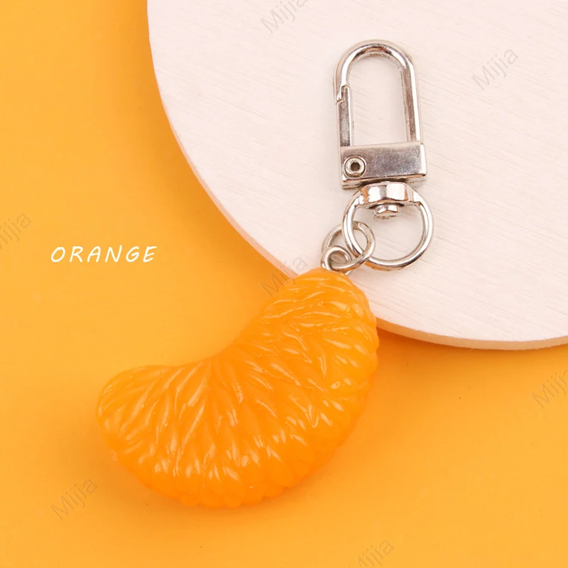 Simulated Orange Petal Keychain PVC Fruit Pulp Key Chains Bag Hanging Decoration DIY Jewelry Girl Party Cute Gift