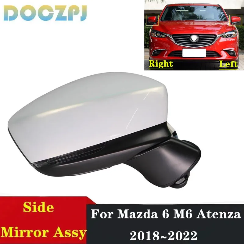 Car Rearview Side Mirror Assembly For Mazda 6 M6 Atenza 2018 2019 2020 2021 2022  8/9 PINS With Turn Signal Lamp Folding