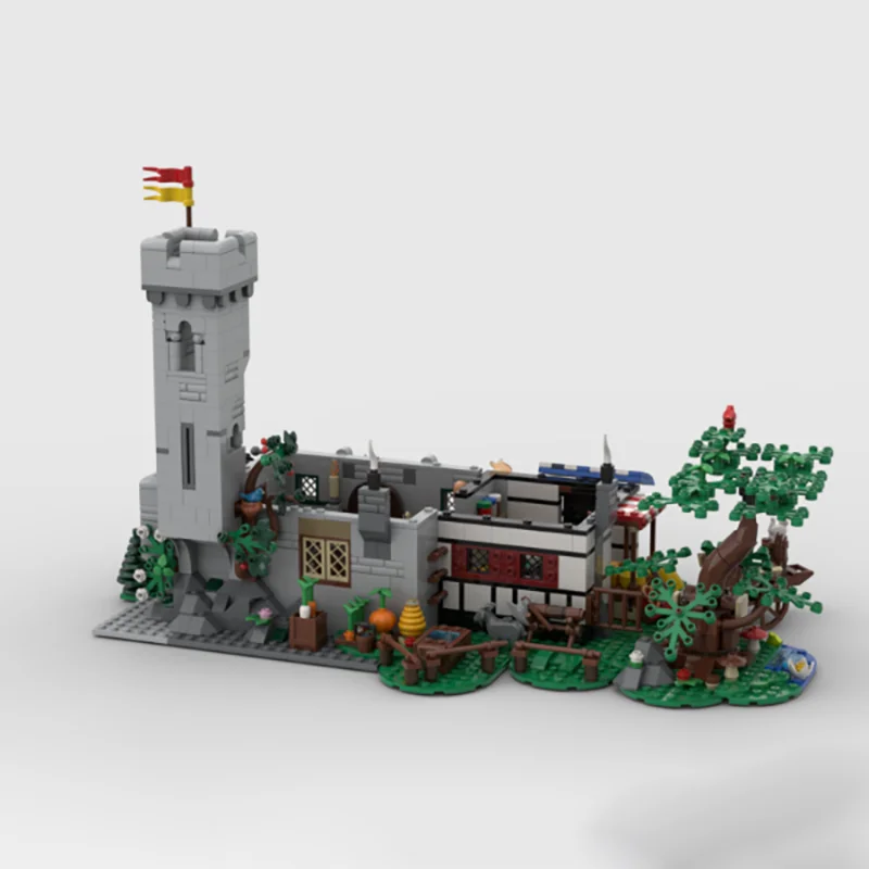 Medieval Castle Moc Building Blocks Medieval Town Square Model Technology Bricks Assembly Holiday Construstion Gifts Set Toy