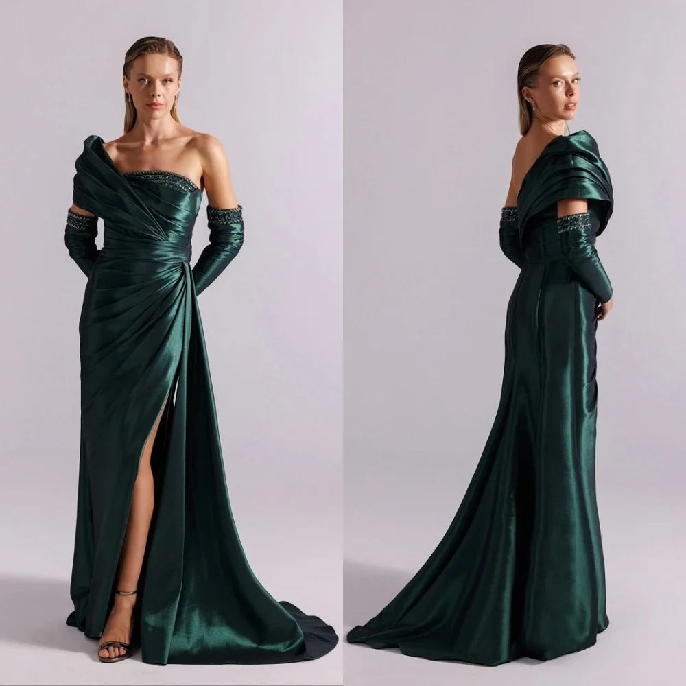 Customized Formal Evening Dress Pleat Glitter One-shoulder Trumpet Long Dresses Bespoke Occasion Charming Party Gown Sexy