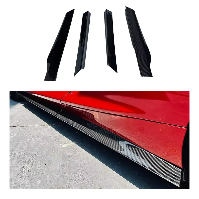 Dry Carbon Fiber Body Kits Side Skirts Door Extension Lip Spoiler for GT N Style
