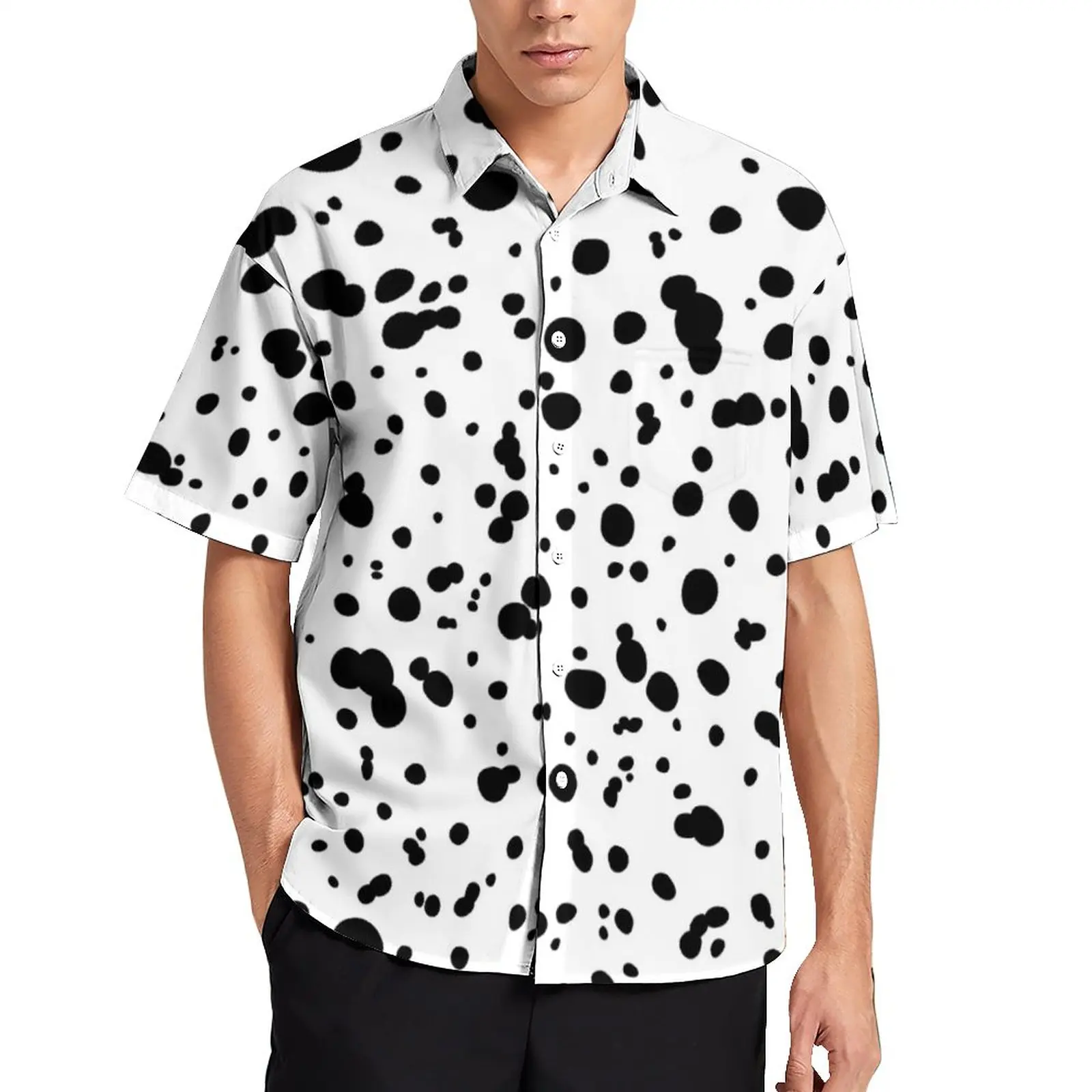 Dalmatian Spot Summer Shirt Animal Dots Print Casual Shirts Male Vintage Blouses Summer Short Sleeves