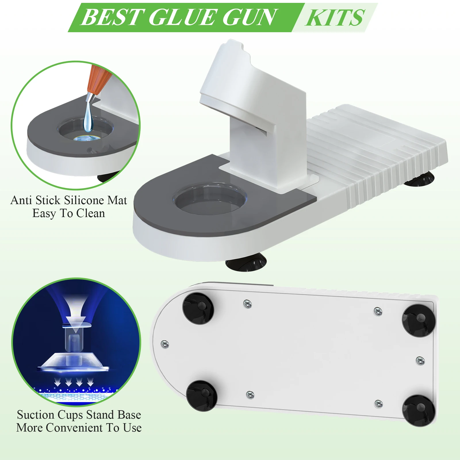 Imagem -05 - Universal Mini Hot Glue Gun Base Titular com Anti-stick Silicone Mat Ventosas Stand Apto para a Maioria Mini Glue Gun