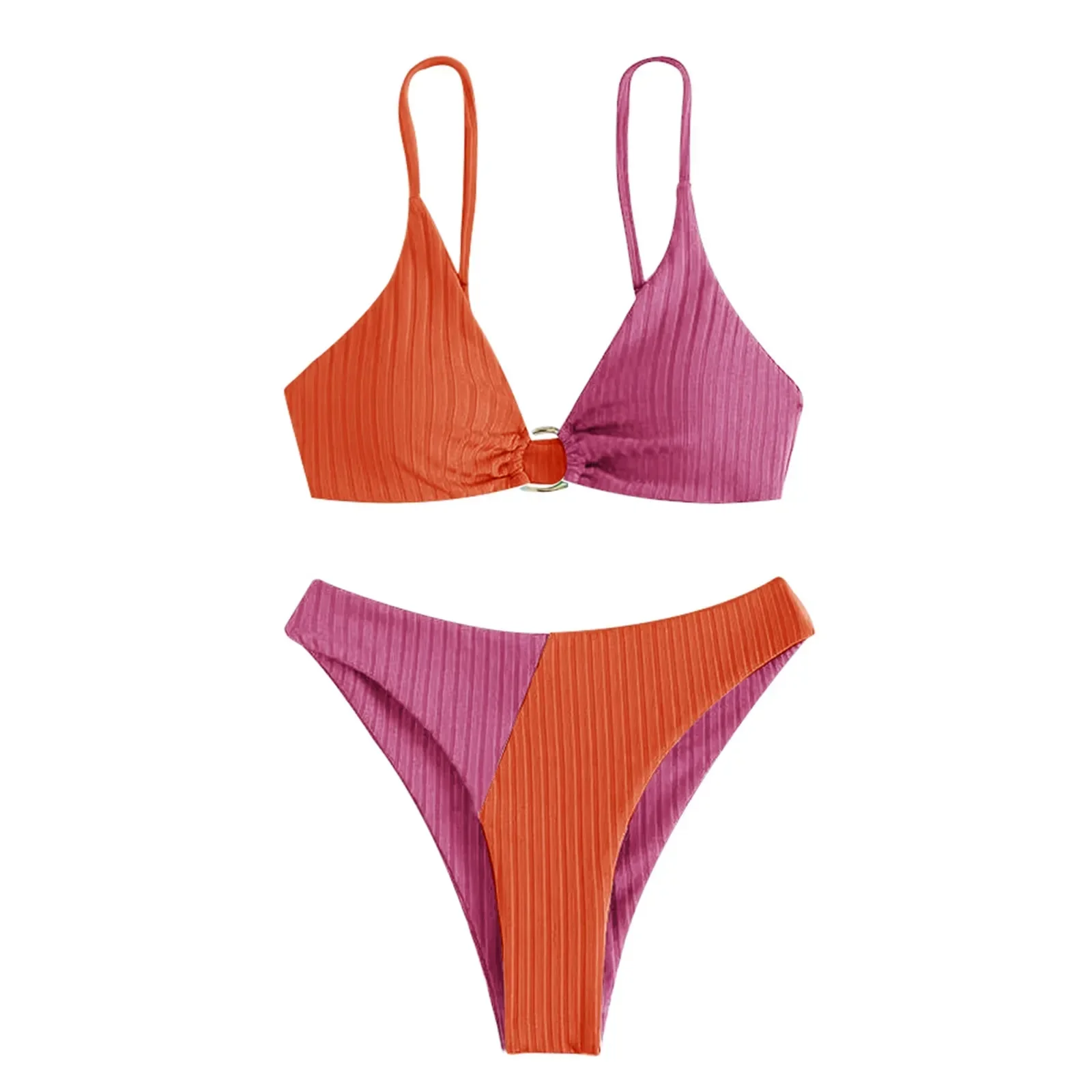 Letnie stroje kąpielowe z nadrukiem Tankini Zestawy Modne rozdzielne kolorowe bikini w paski Strój kąpielowy z odkrytymi plecami купальник женский