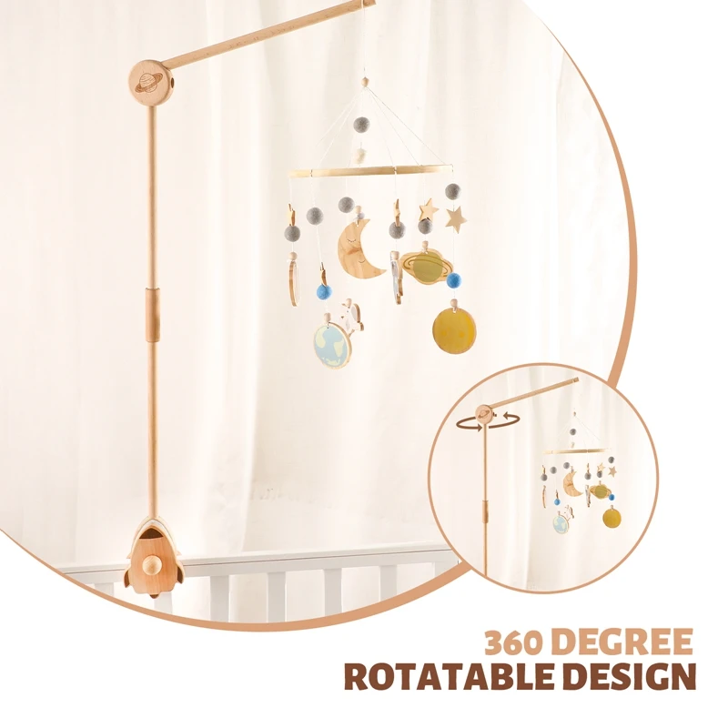 Baby Houten Bed Bel Beugel Mobiele Hangende Rammelaars Beugel Speelgoed Hanger Babybedje Mobiele Bed Bel Houten Speelgoed Houder Arm Beugel