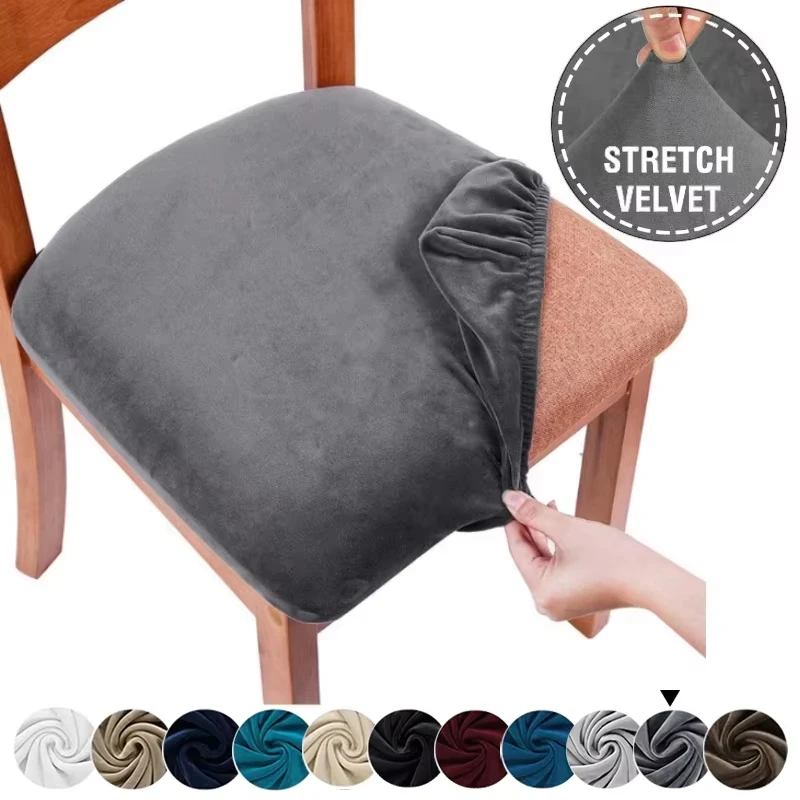Funda de terciopelo para asiento de silla, fundas para cojines de asiento súper suaves, funda elástica para silla, fundas para Hotel, banquete, comedor y sala de estar