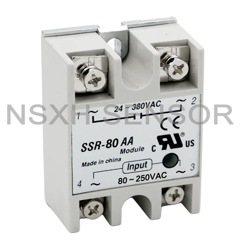 

Original 10PCS SSR-80AA Single-Phase Solid State Relay 80A AC Control SSR80AA